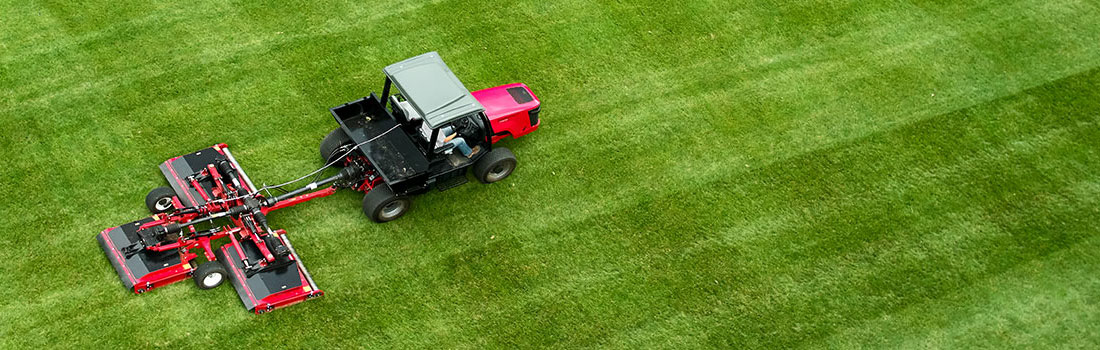 브랜드 Toro의 골프장 잔디 관리용 차를 항공샷으로 찍은 이미지